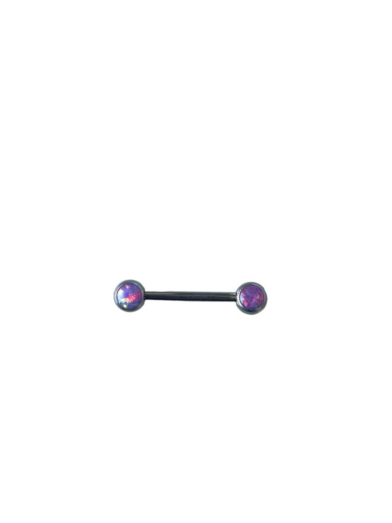 accesorio Barbell titanio - Barbell bolas con gema para nipple opal rosado