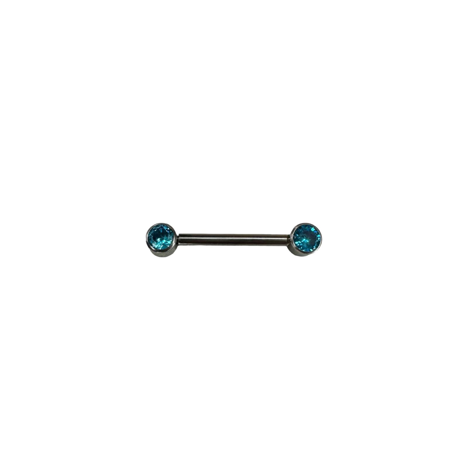Barbell titanio ASTM F136 - Barbell con cristal minimalista celeste