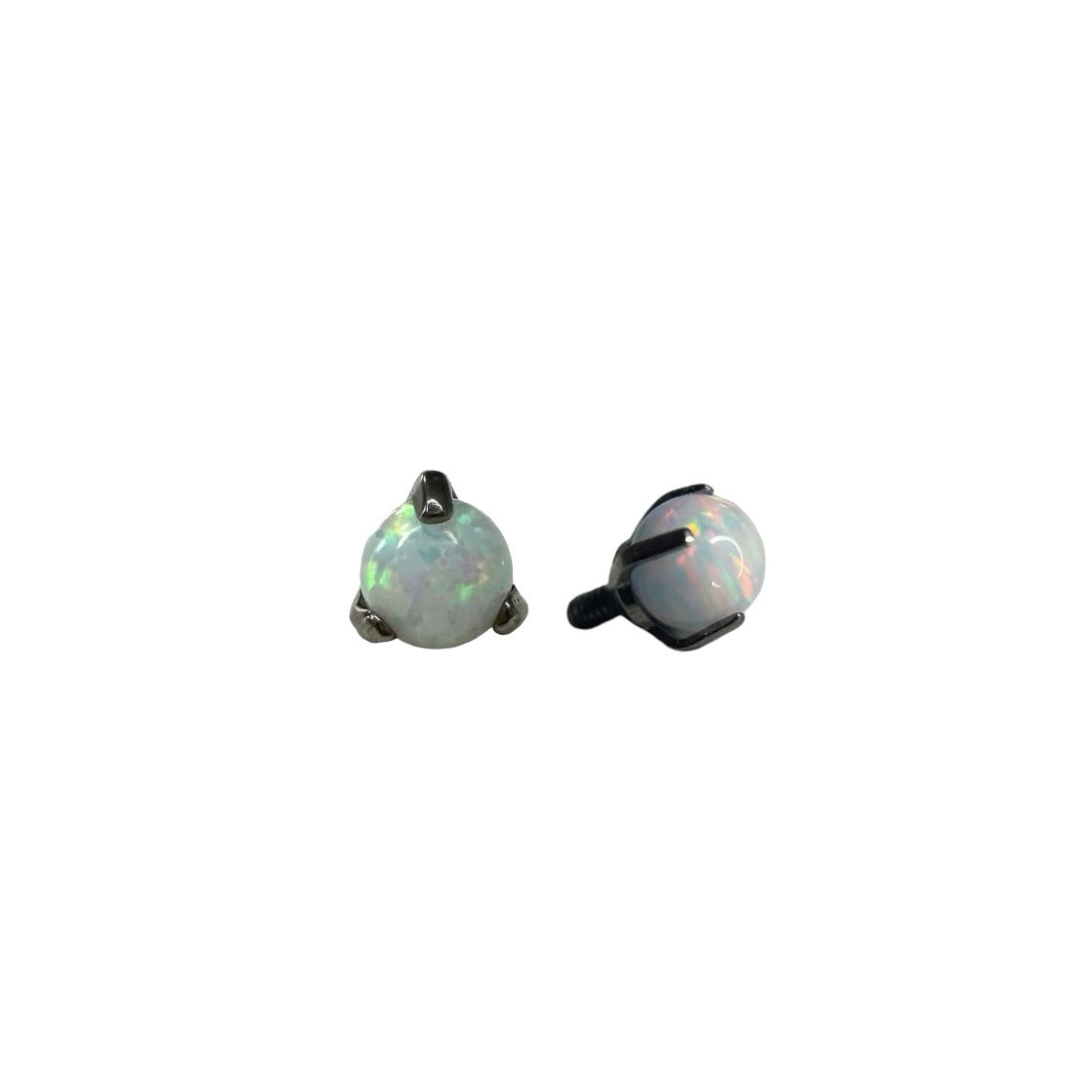 Accesorio prong set c/ rosca titanio ASTM F136 -Accesorio ópalo prong set 3 garras white