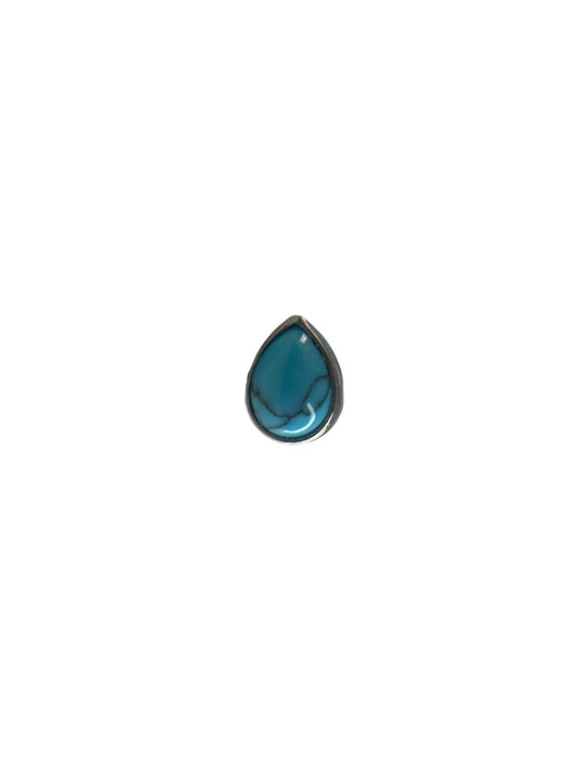 Figura opal c/ rosca titanio ASTM F136 - Accesorio gota piedra turquesa