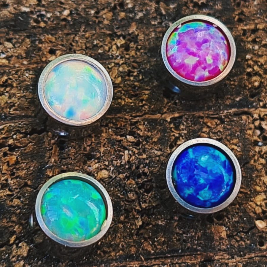Accesorio captive titanio ASTM F136 - Disco captive opal rosa