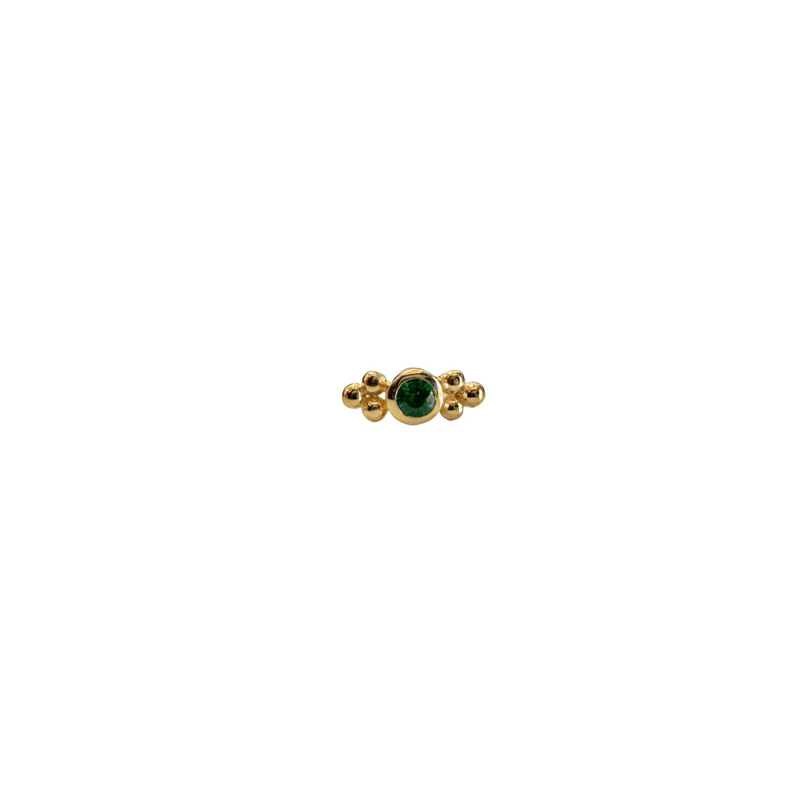 Accesorio c/ pin Oro 14k - Doble piramide de bolitas con esmeralda Oro 14k