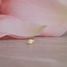 Accesorio c/ pin Oro 14k - Double piramide bolas zircon blanco oro 14k