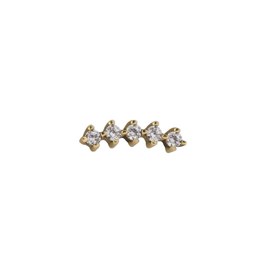 Accesorio con cristales oro 18k c/ rosca - Ester oro 18k - Cluster 5 gemas blanco