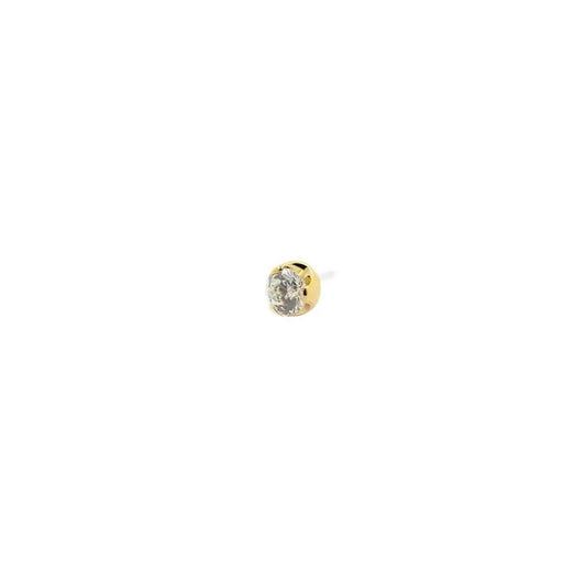 Accesorio c/ pin Oro 14k - Faceted prong set copa zircon blanco Oro 14k