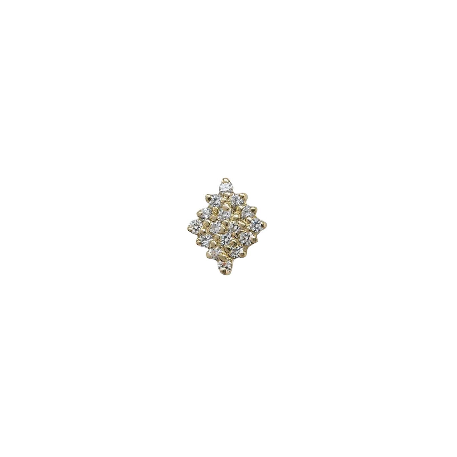 Accesorio con cristales oro 18k c/ rosca - Karen oro 18k - Rombo con zircones frontales