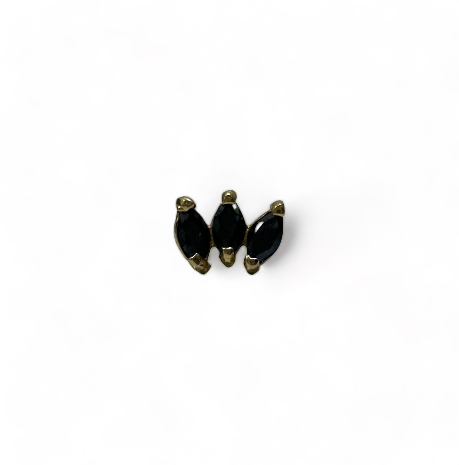 Accesorio con cristales oro 18k c/ rosca - Leonora oro 18k - Tres zircones negro