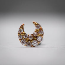 Accesorio con cristales oro 18k c/ rosca - Luciana oro 18k - Luna con zircones frontales