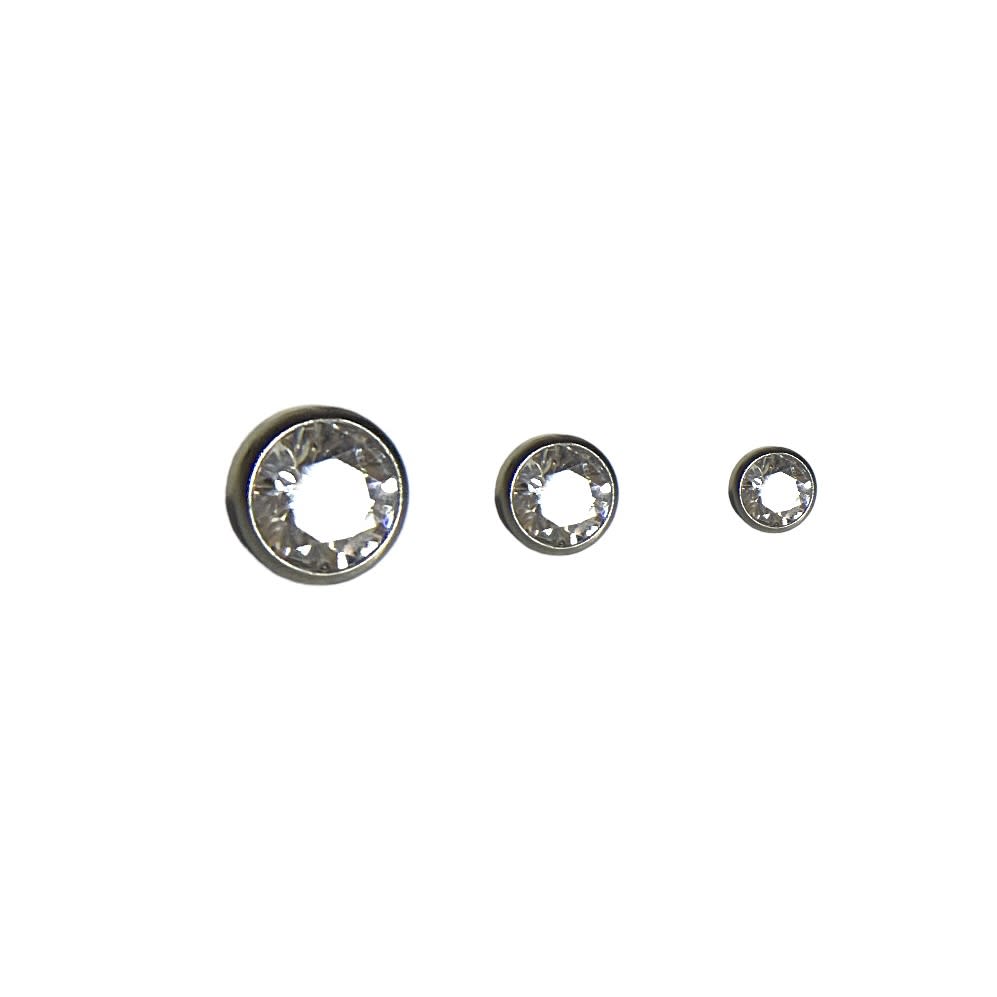 Accesorio gema c/ rosca titanio ASTM F136 - Media bola con zirconia blanco