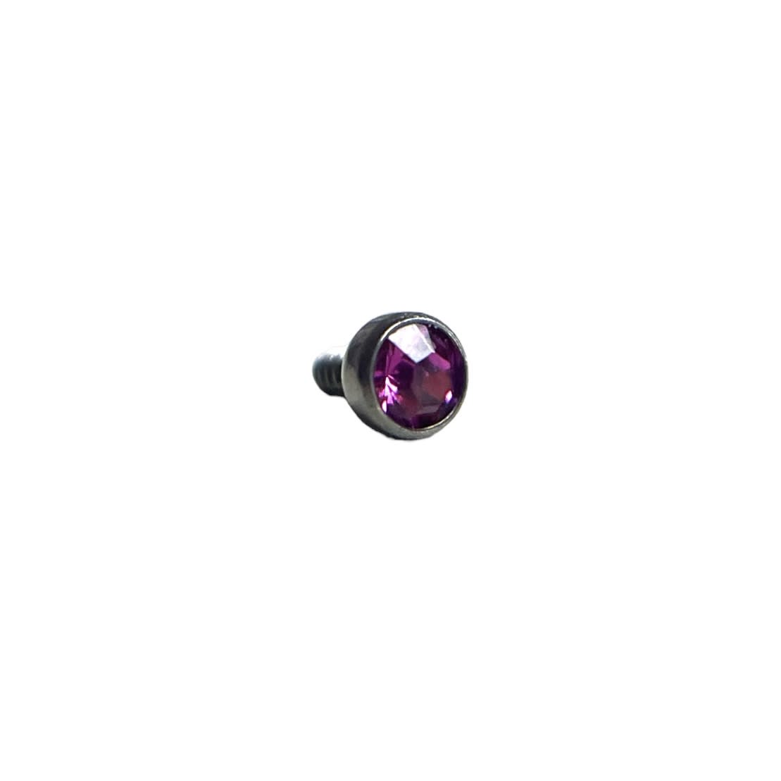 Accesorio gema c/ rosca titanio ASTM F136 - Media bola con zirconia fucsia