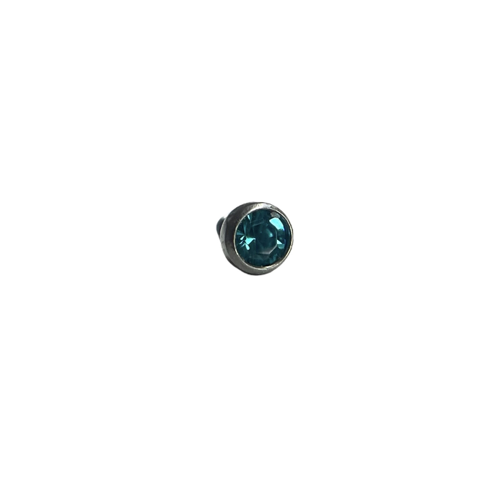 Accesorio gema c/ rosca titanio ASTM F136 - Media bola con zirconia turquesa