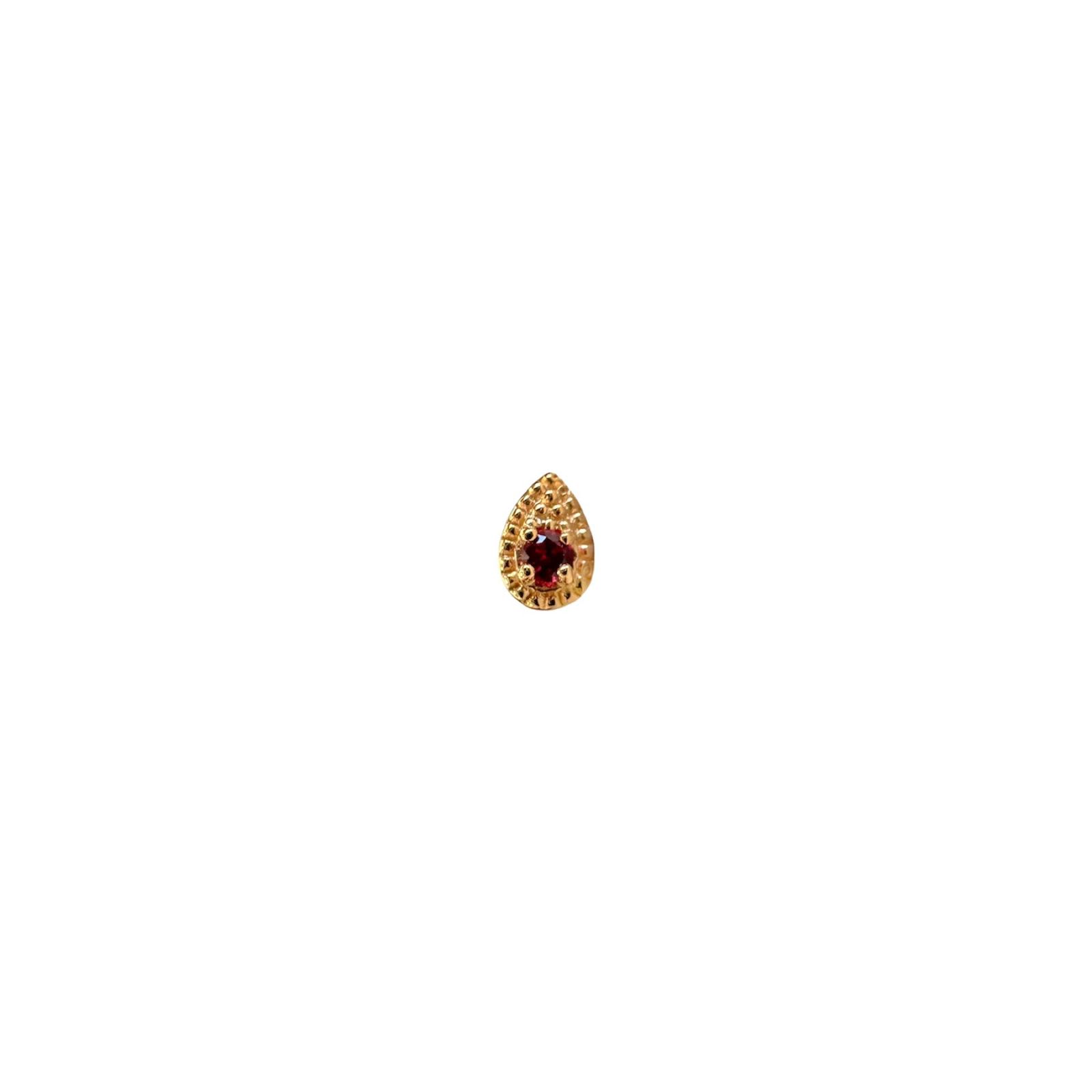 Accesorio c/ pin Oro 14k - Pera milgrain con rubí Oro 14k