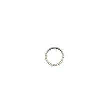 Argolla titanio ASTM F136 - Segment ring con línea de ópalos frontal blanco