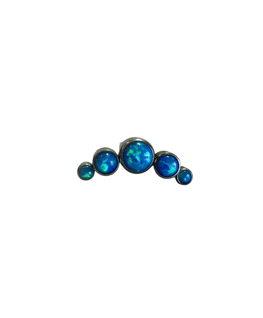 Accesorio cluster titanio ASTM F136 - Accesorio medialuna 5 gemas opal blue
