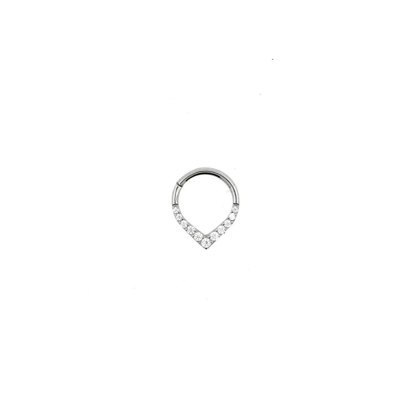 Argolla titanio ASTM F136 - Segment ring con línea de zirconias frontal en punta