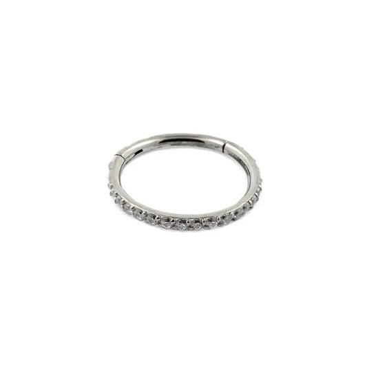 Argolla titanio ASTM F136 - Segment ring con línea de zirconias lateral blanco