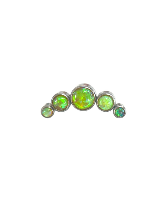 Accesorio cluster titanio ASTM F136 - Accesorio medialuna 5 gemas opal citrine