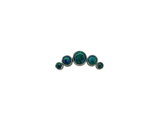 Accesorio cluster titanio ASTM F136 - Accesorio medialuna 5 gemas opal dark green