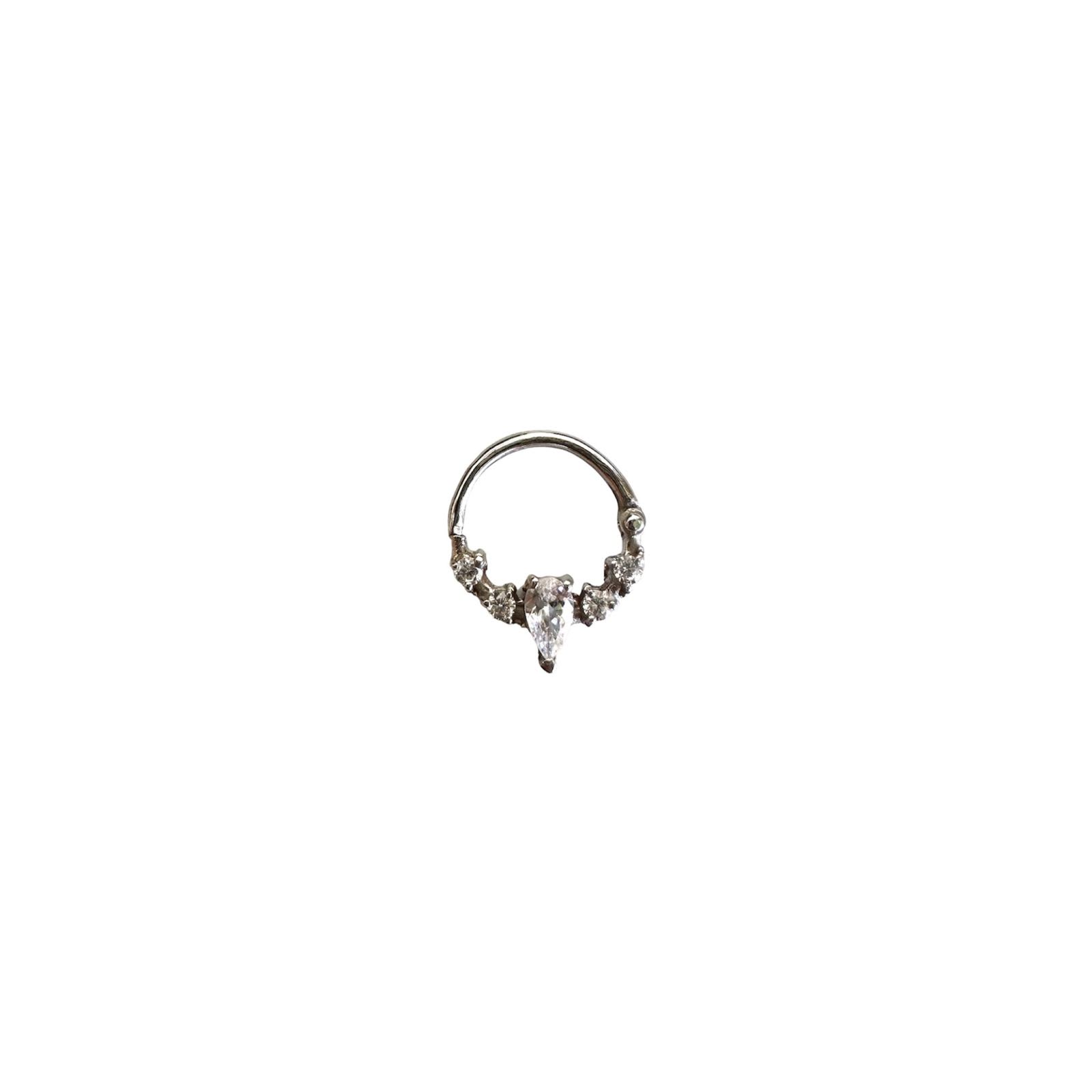Argolla Oro blanco - Segment ring zircon blanco lagrima oro blanco
