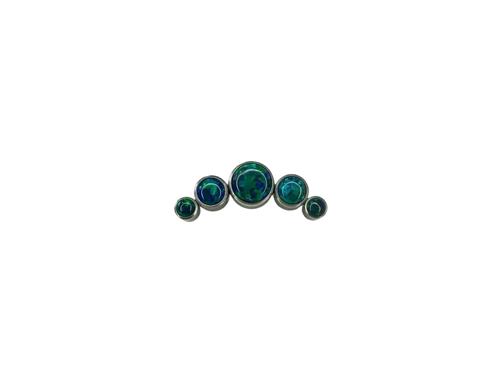 Accesorio cluster titanio ASTM F136 - Accesorio medialuna 5 gemas opal dark green