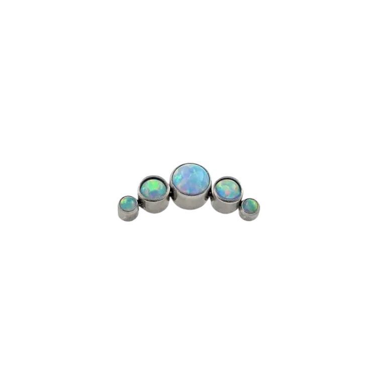 Accesorio cluster titanio ASTM F136 - Accesorio medialuna 5 gemas opal snow