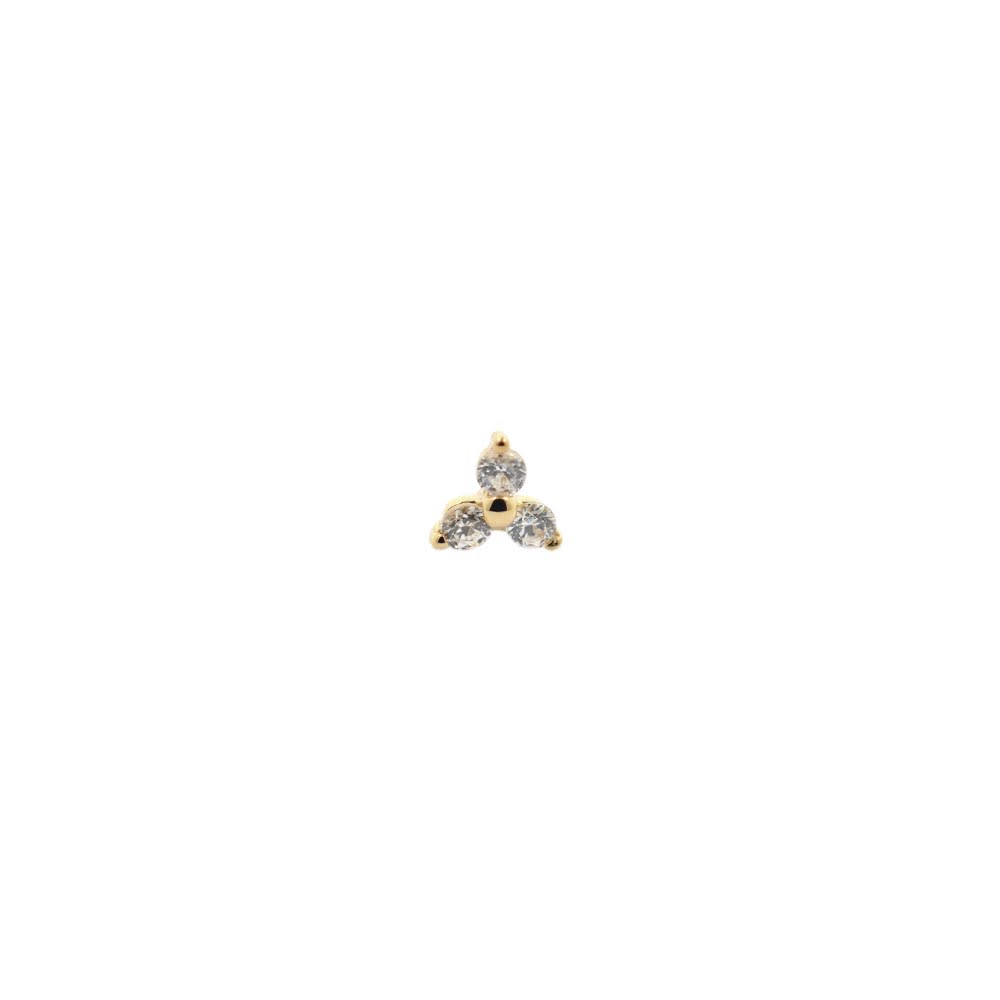 Accesorio c/ pin Oro 14k - Trinity zircon blanco oro 14k