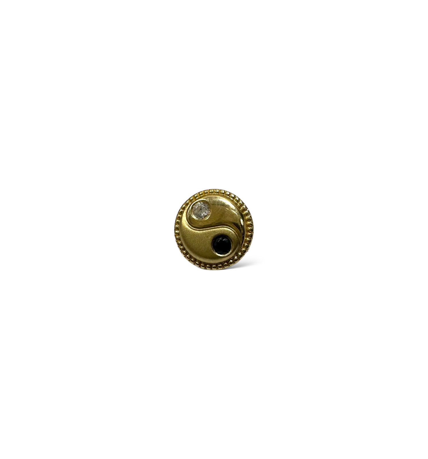 Accesorio c/ rosca oro 14k - Ying Yang oro 14k - Zircon blanco y negro