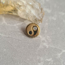 Accesorio con cristales oro 18k c/ rosca - Ying Yang oro 18k - diamante blanco y negro