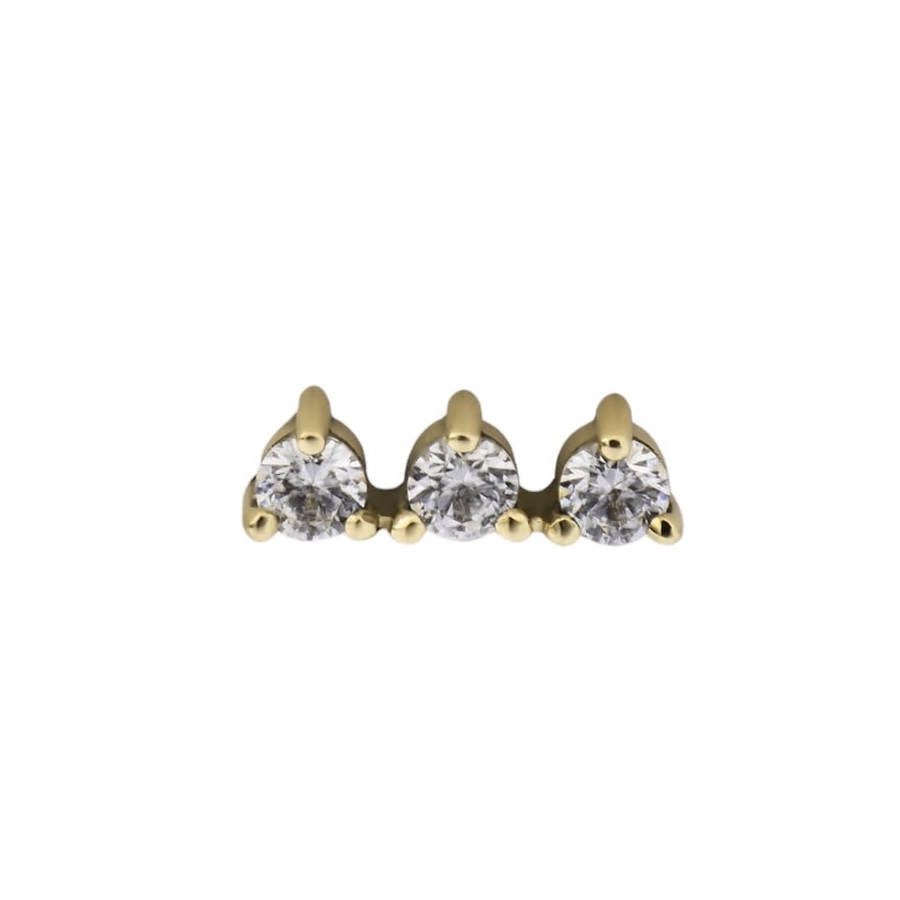 Accesorio con cristales oro 18k c/ rosca - Allegra oro 18k - Triple prong set blanco