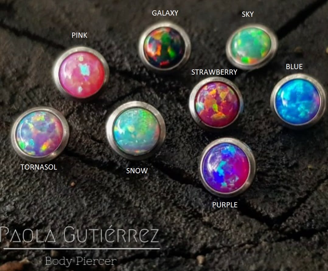 Accesorio opal c/ rosca titanio ASTM F136 - Accesorio con ópalo galaxy