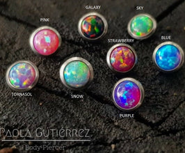 Accesorio opal c/ rosca titanio ASTM F136 - Accesorio con ópalo purple