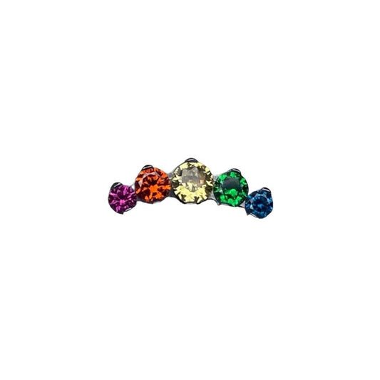 Accesorio cluster titantio ASTM F136 - Accesorio medialuna prong set 5 gemas multicolor