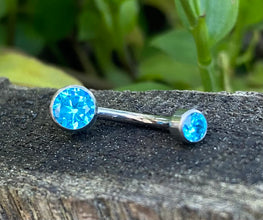 Ombligo titanio ASTM F136 - Banana ombligo minimalista cristal celeste