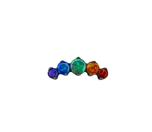 Accesorio cluster titanio ASTM F136 - Accesorio medialuna prong set 5 opal multicolor
