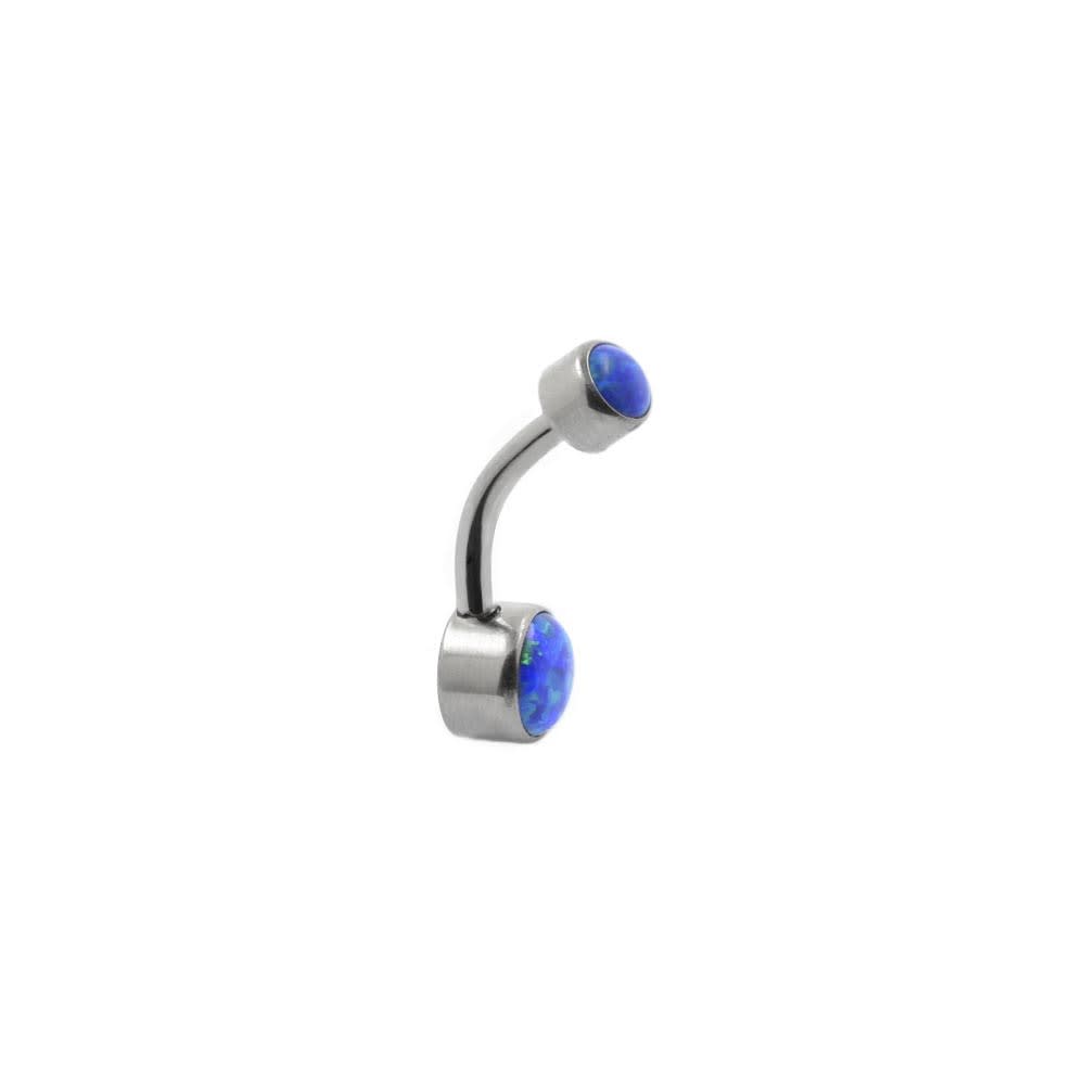 Ombligo titanio ASTM F136 - Banana ombligo minimalista opal blue