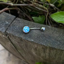 Ombligo titanio ASTM F136 - Banana ombligo ópalo snow