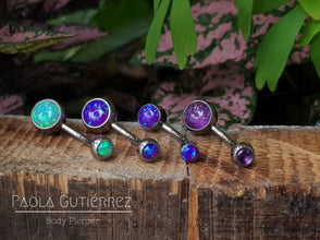 Ombligo titanio ASTM F136 - Banana ombligo ópalo Verde