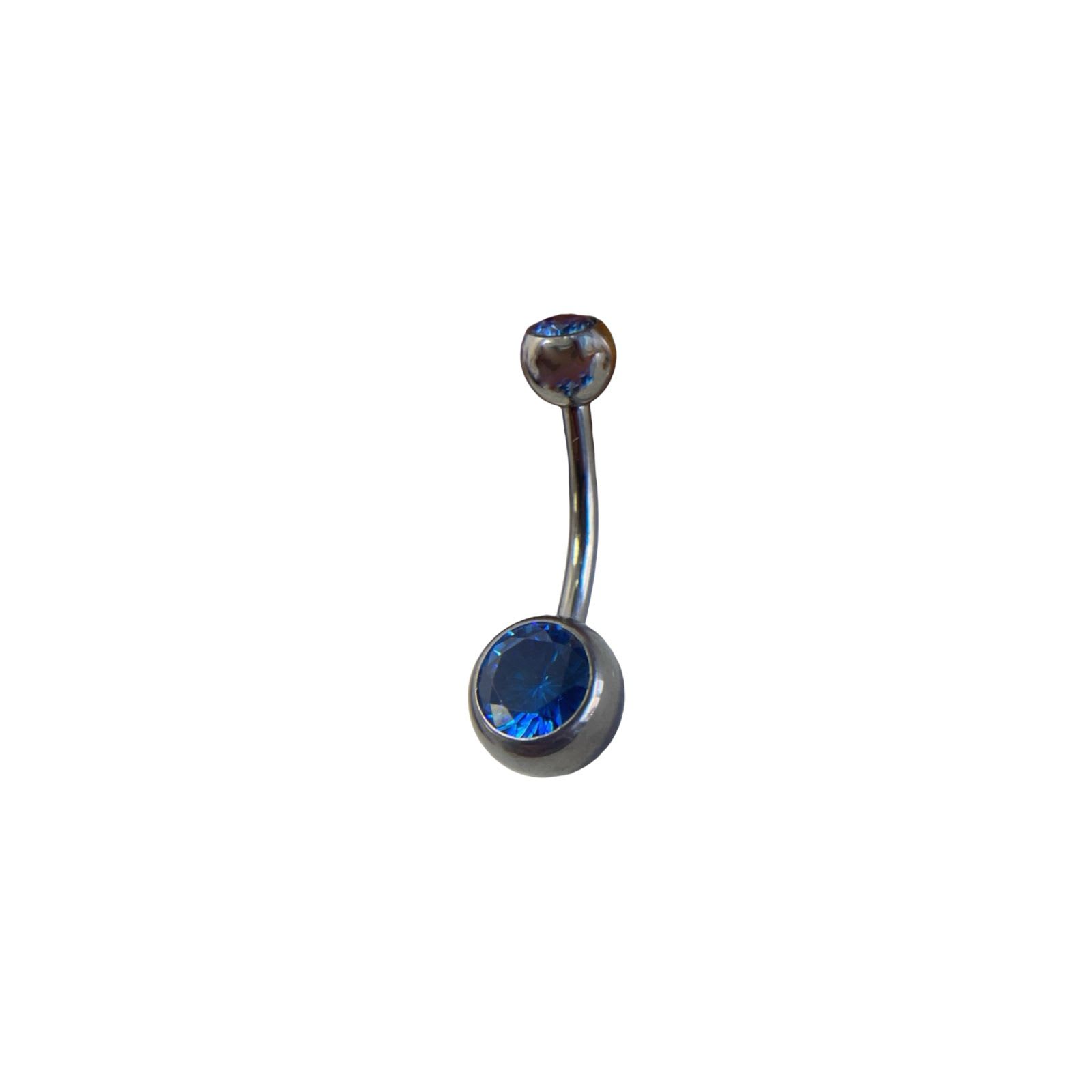 Ombligo titanio ASTM F136 - Banana ombligo zirconia azul