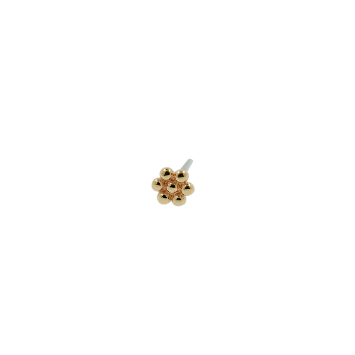 Flor de bolitas oro 14k Threadless o pin