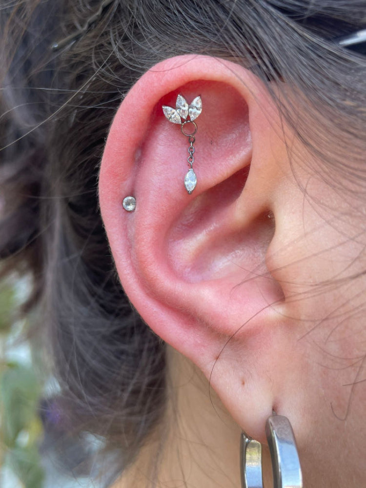 Triple marquise con colgante 16G - 1.2 mm