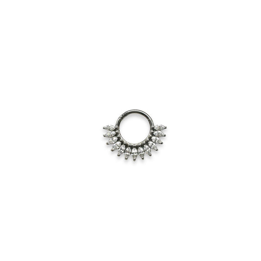 Argolla titanio ASTM F136 - Segment ring full marquises cristal blanco