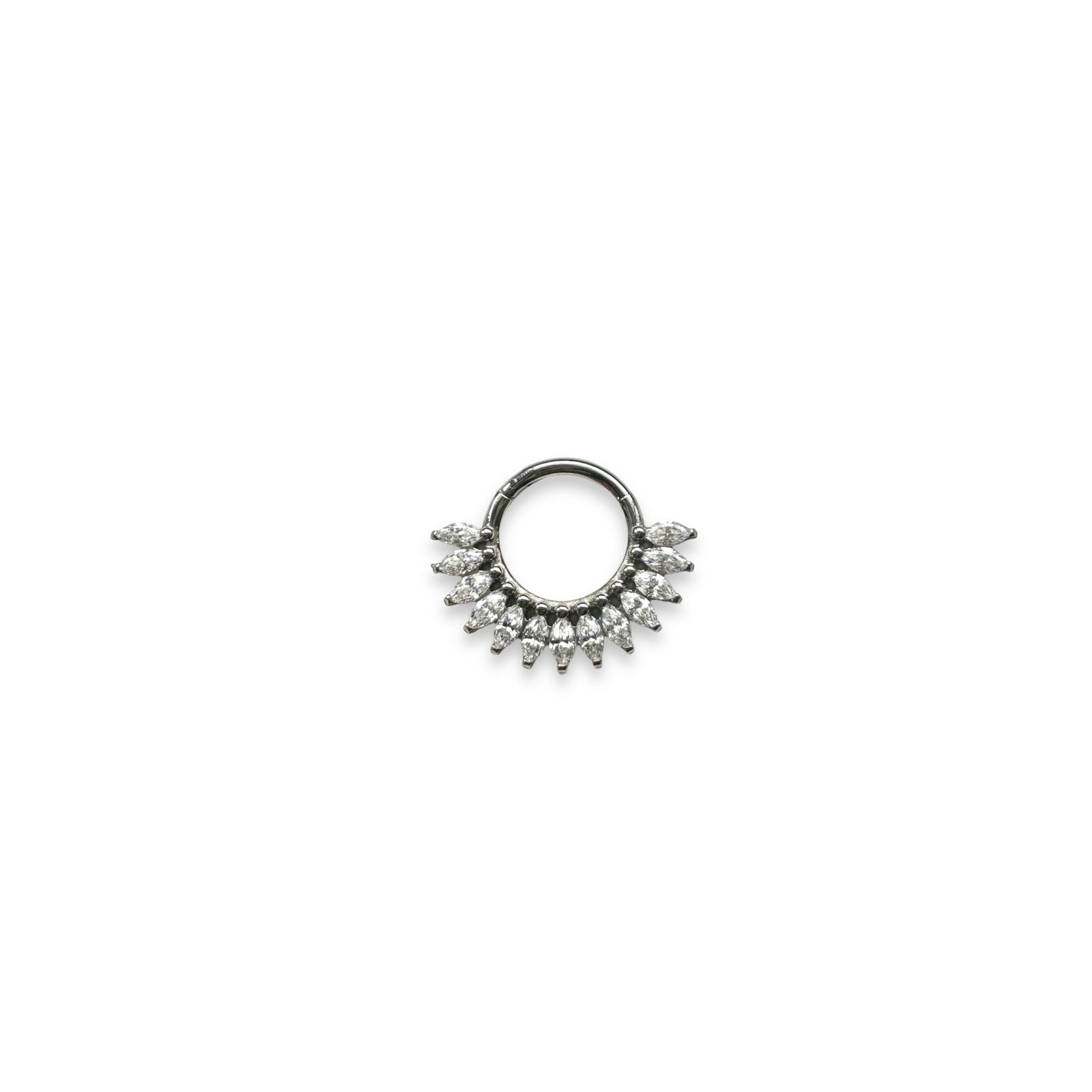 Argolla titanio ASTM F136 - Segment ring full marquises cristal blanco