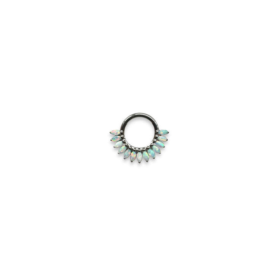 Argolla titanio ASTM F136 - Segment ring full marquises opalo white