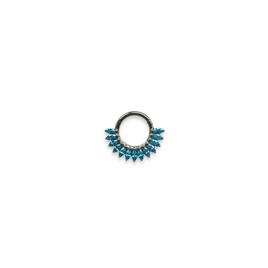 Argolla titanio ASTM F136 - Segment ring full marquises cristal celeste