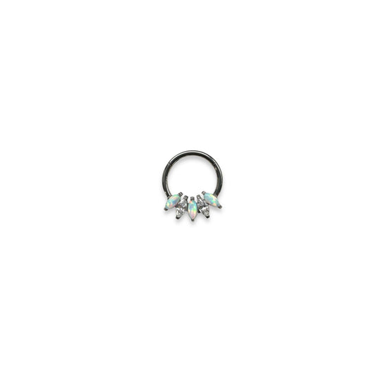 Argolla titanio ASTM F136 - Segment ring con marquises cristal y opalo