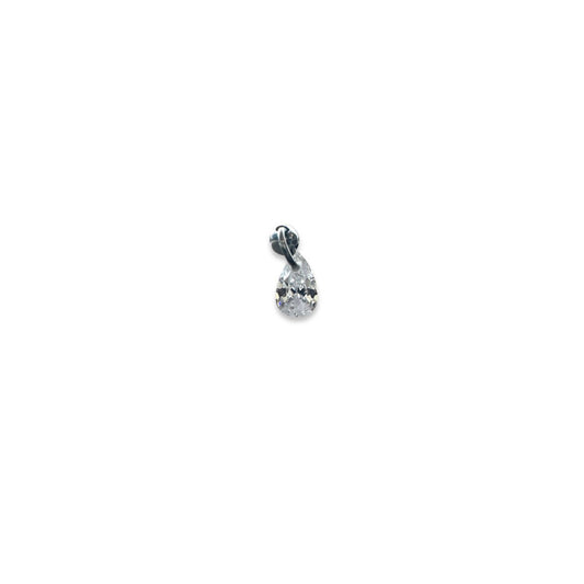 Accesorio gema c/ rosca ASTM F136 - Accesorio gota colgante cristal blanco