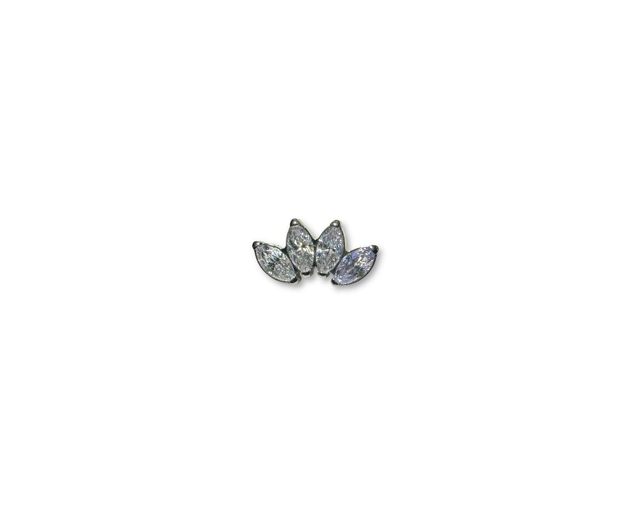Accesorio gema c/ rosca ASTM F136 - Accesorio 4 marquises cristal blanco