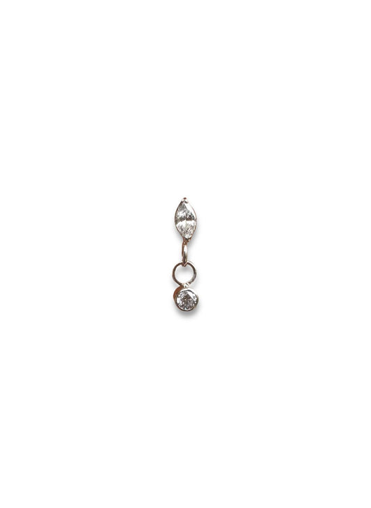 Accesorio gema c/ rosca ASTM F136 - Accesorio marquise simple con zircón colgante