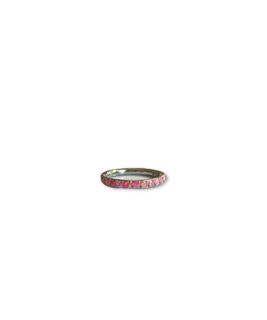 Argolla titanio ASTM F136 - Segment ring con linea de opalos pink lateral
