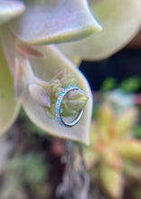 Argolla titanio ASTM F136 - Segment ring con línea de zirconias y turquesa lateral